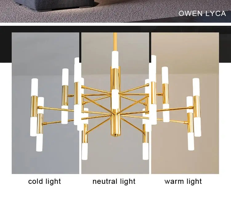 Moderne LED-Pendelleuchte im nordischen Design – G4-Kronleuchter Schwarz/Gold