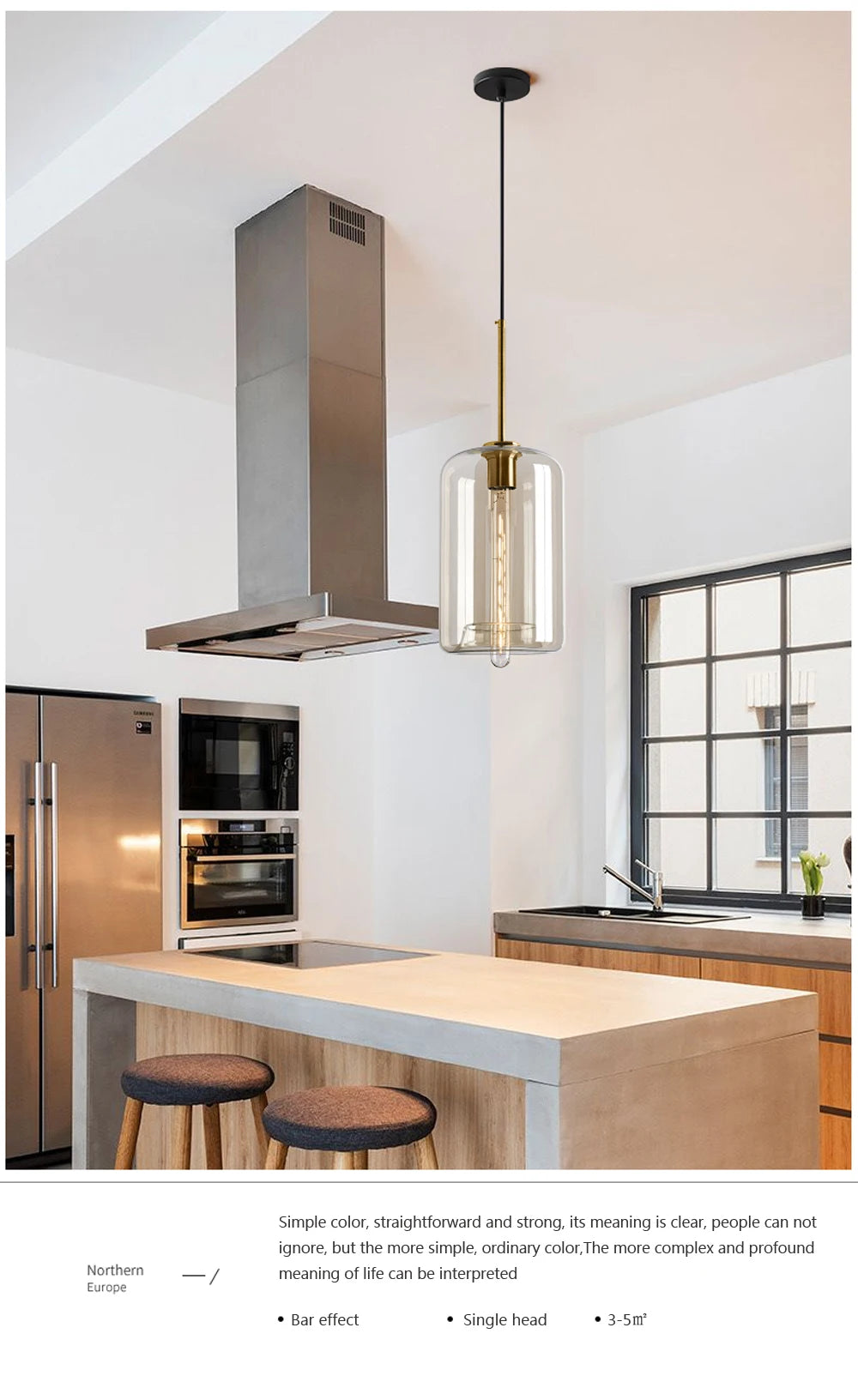 Nordic Loft Glass Stone Pendant Light - Industrial Design