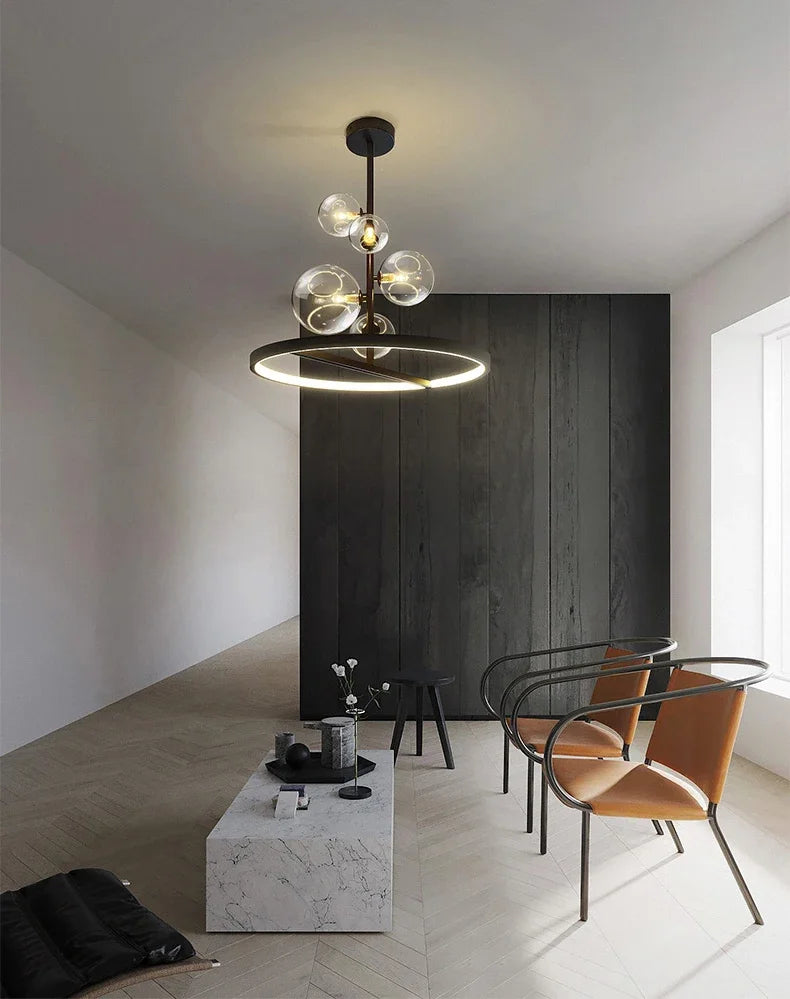 NOSTAGA Glazen Cirkel Hanglamp – LED Kroonluchter