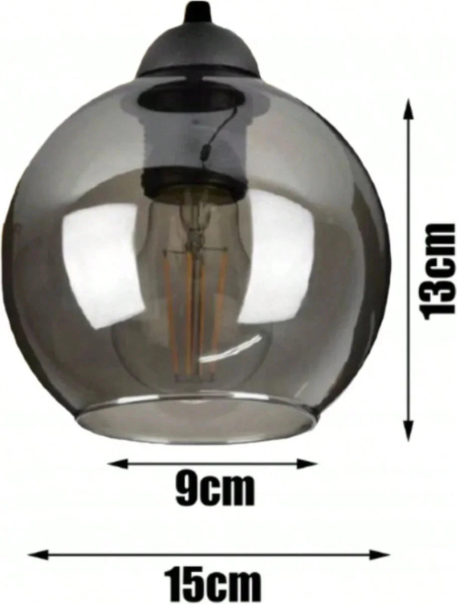 Moderne glazen hangkroonluchter - Grijze afwerking, armatuur met meerdere lampen