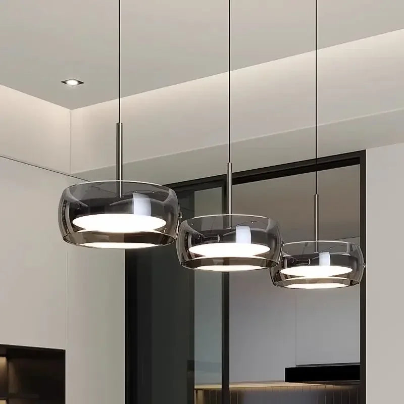 Glazen hanglamp - moderne LED-kroonluchter voor woon- en eetkamer