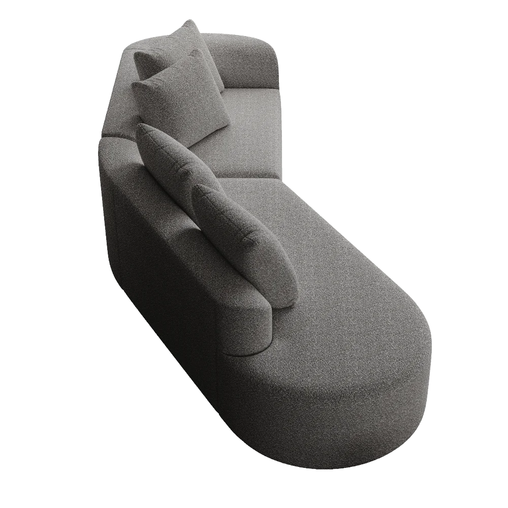 Luxe donkergrijze chenille cloudbank - 4-zits gebogen hoekbank