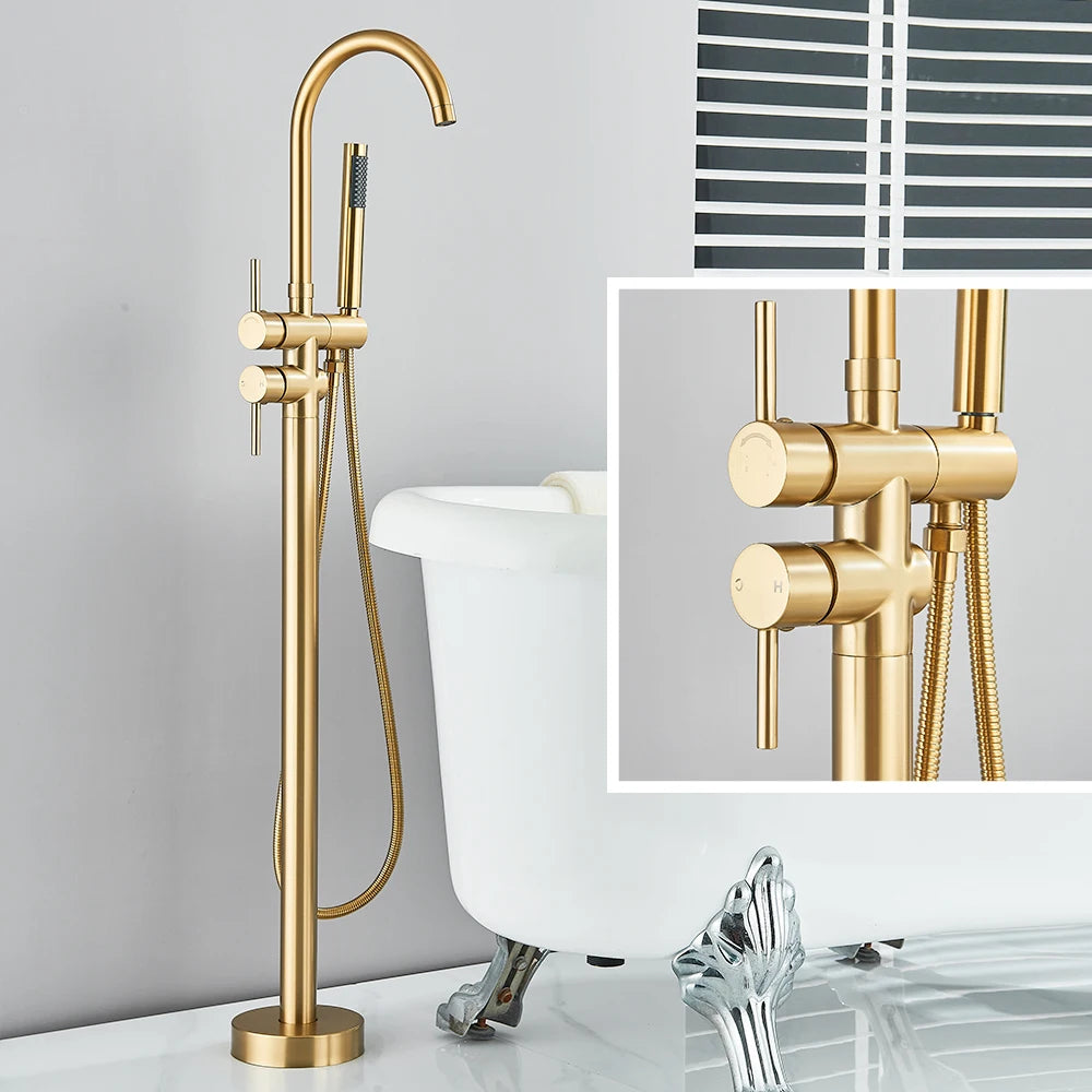 Stand-Badewannenarmatur – Einhebelmischer mit 360° schwenkbarem Auslauf und Handbrause