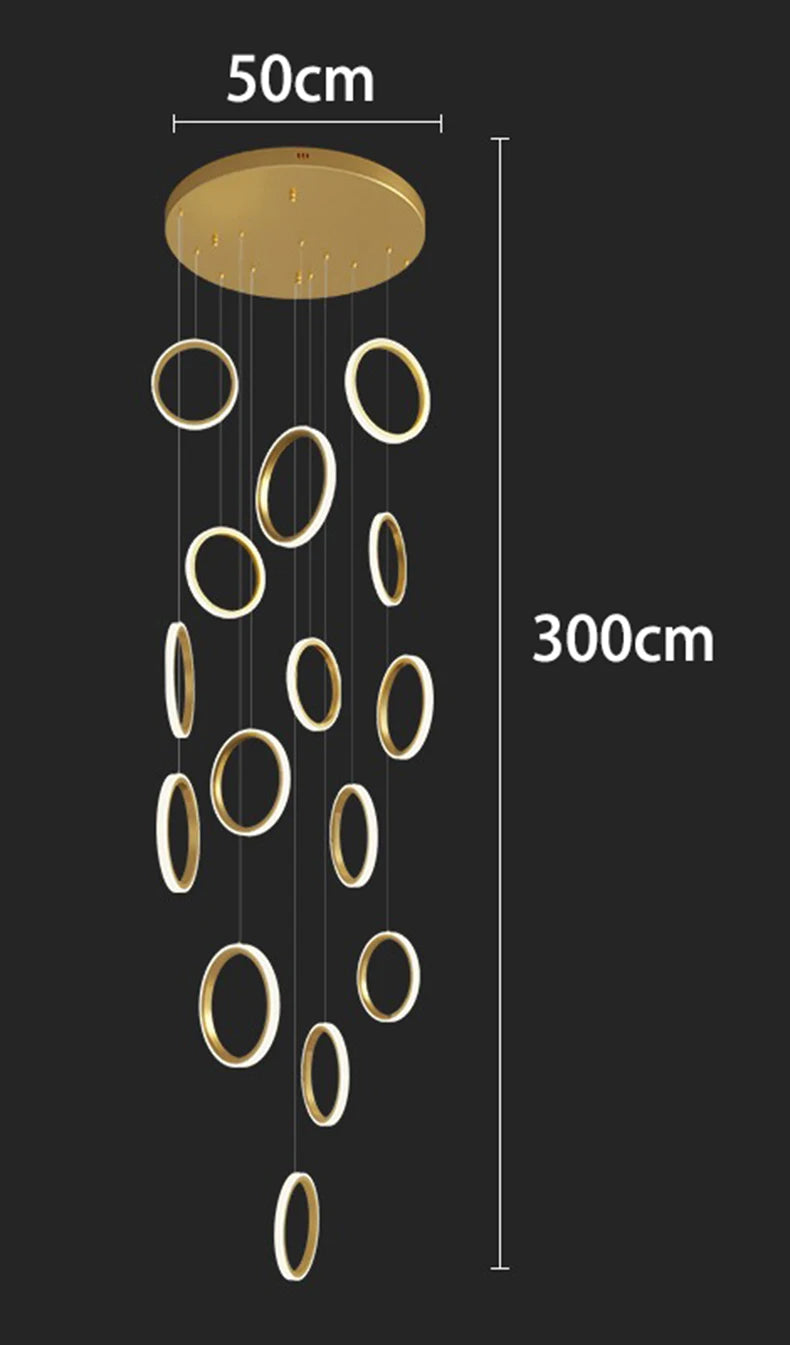 Treppenhaus-Kronleuchter mit Kristallring – Modern für Treppenhäuser und hohe Decken