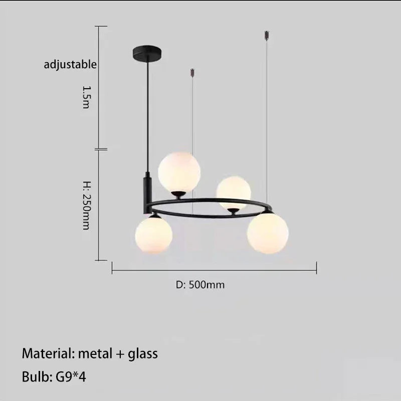 Moderne Glazen Bollen Kroonluchter – 4/6/8 Lichten | Goud of Zwart