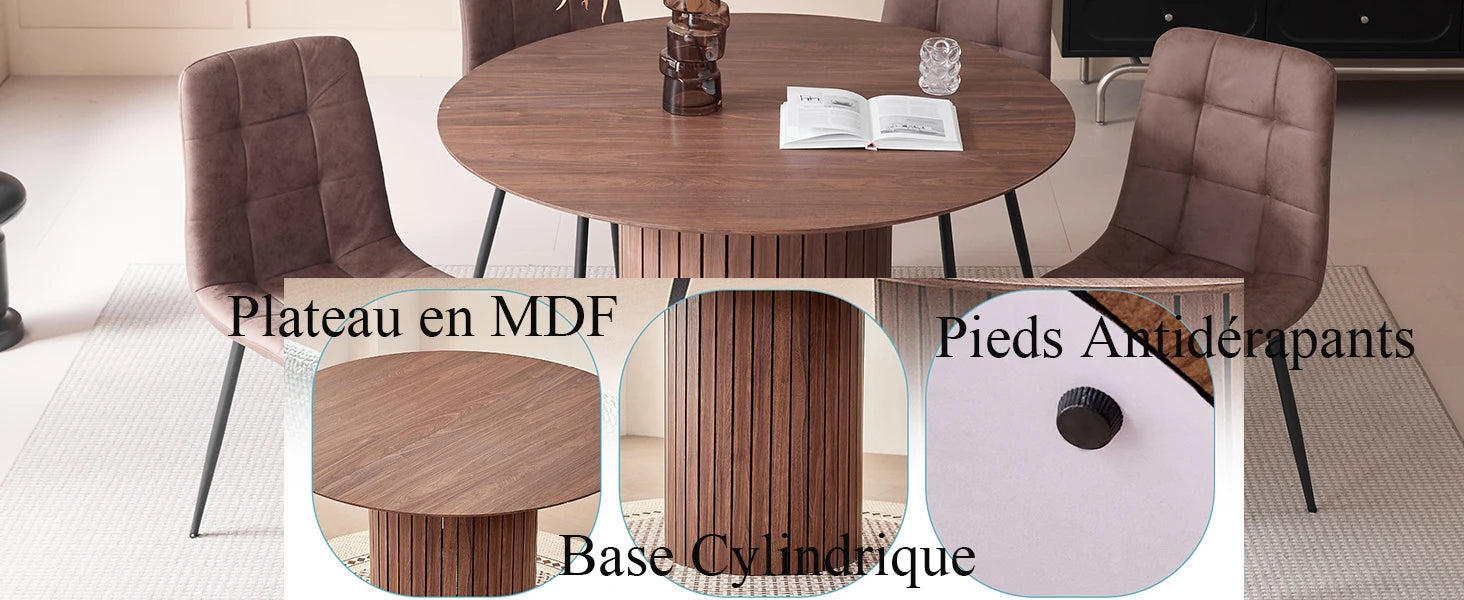 Ronde eettafel 120cm - Moderne boerderijstijl voor 4-6 personen