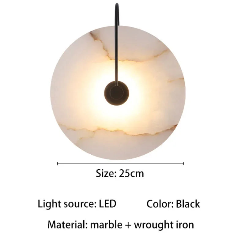 Nordic Marble LED Wandlamp - Luxe Ronde Designlamp voor Slaapkamer & Restaurant