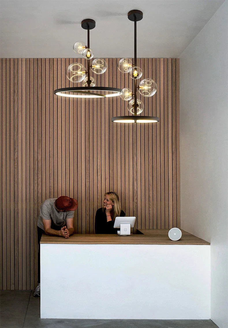 NOSTAGA Glazen Cirkel Hanglamp – LED Kroonluchter