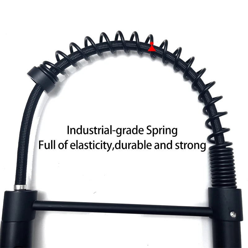 Küchenarmatur aus Edelstahl – Ausziehbarer Federauslauf mit 360°-Drehung | Mattschwarz