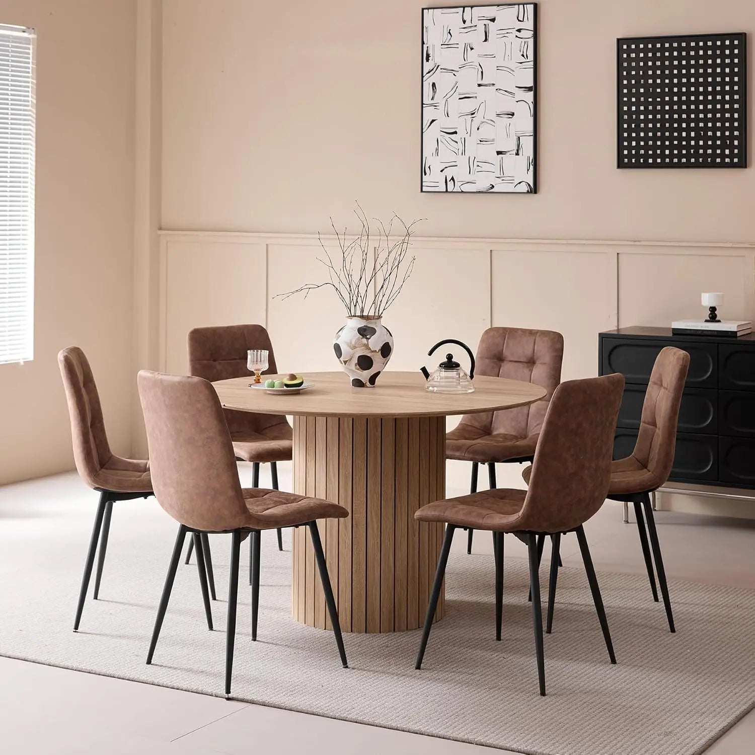 Ronde eettafel 120cm - Moderne boerderijstijl voor 4-6 personen