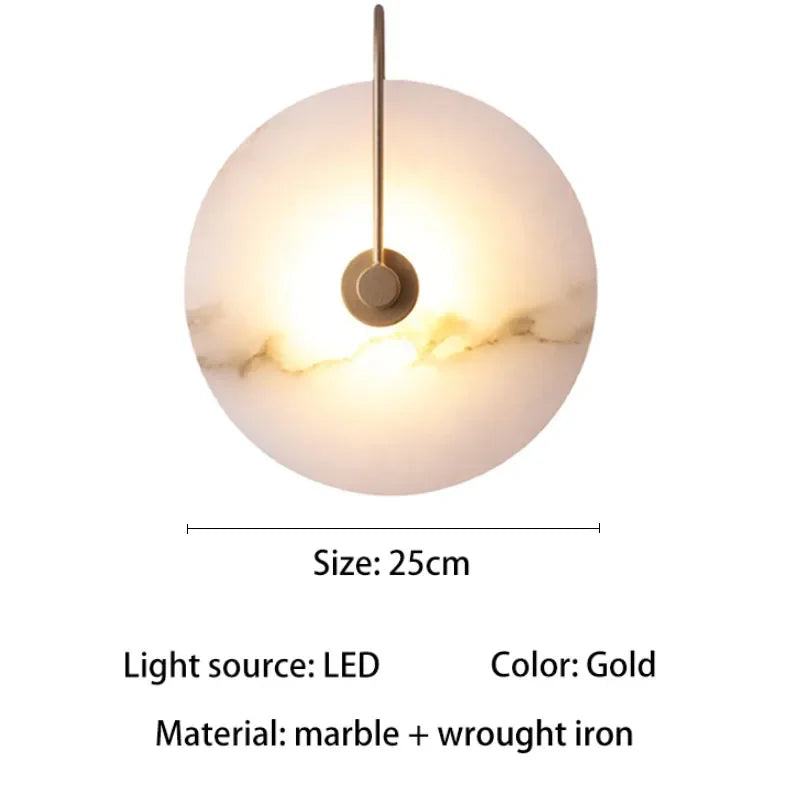 Nordic Marble LED Wandlamp - Luxe Ronde Designlamp voor Slaapkamer & Restaurant