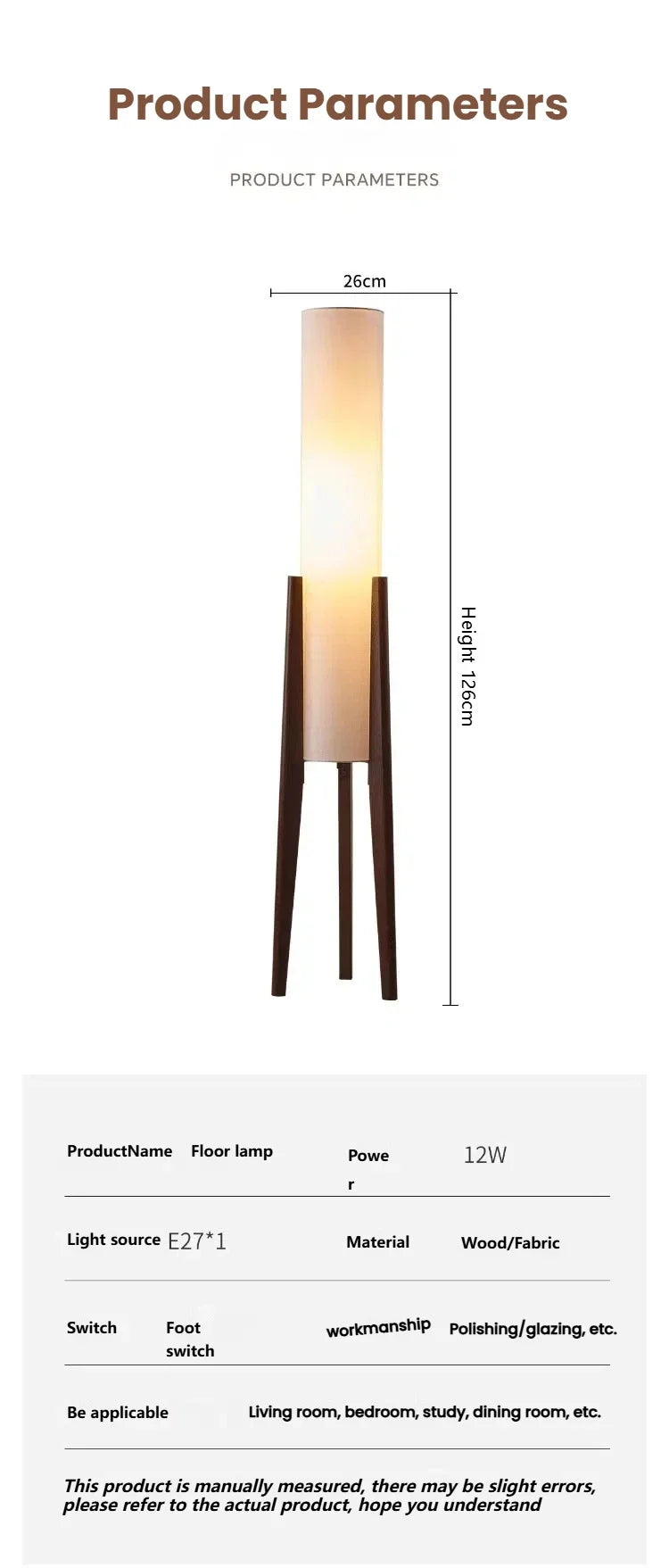 Japanse retro vloerlamp van massief hout - staande lamp met stoffen lampenkap