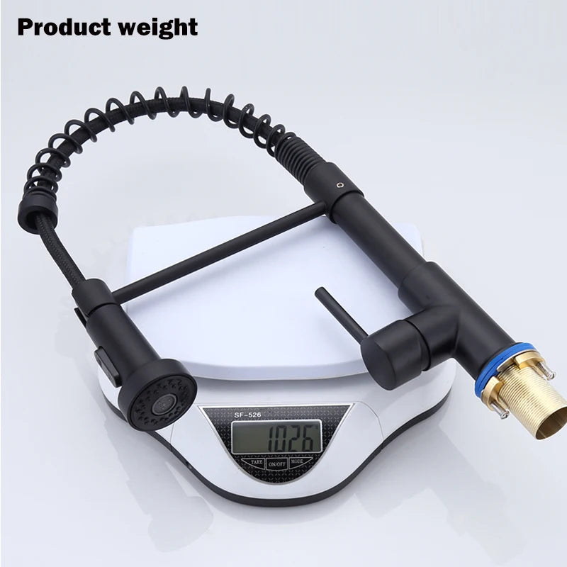 Küchenarmatur aus Edelstahl – Ausziehbarer Federauslauf mit 360°-Drehung | Mattschwarz