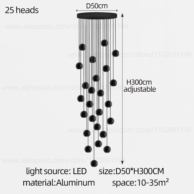 Moderne LED ronde hangkroonluchter - meerlichts trappenhuisarmatuur