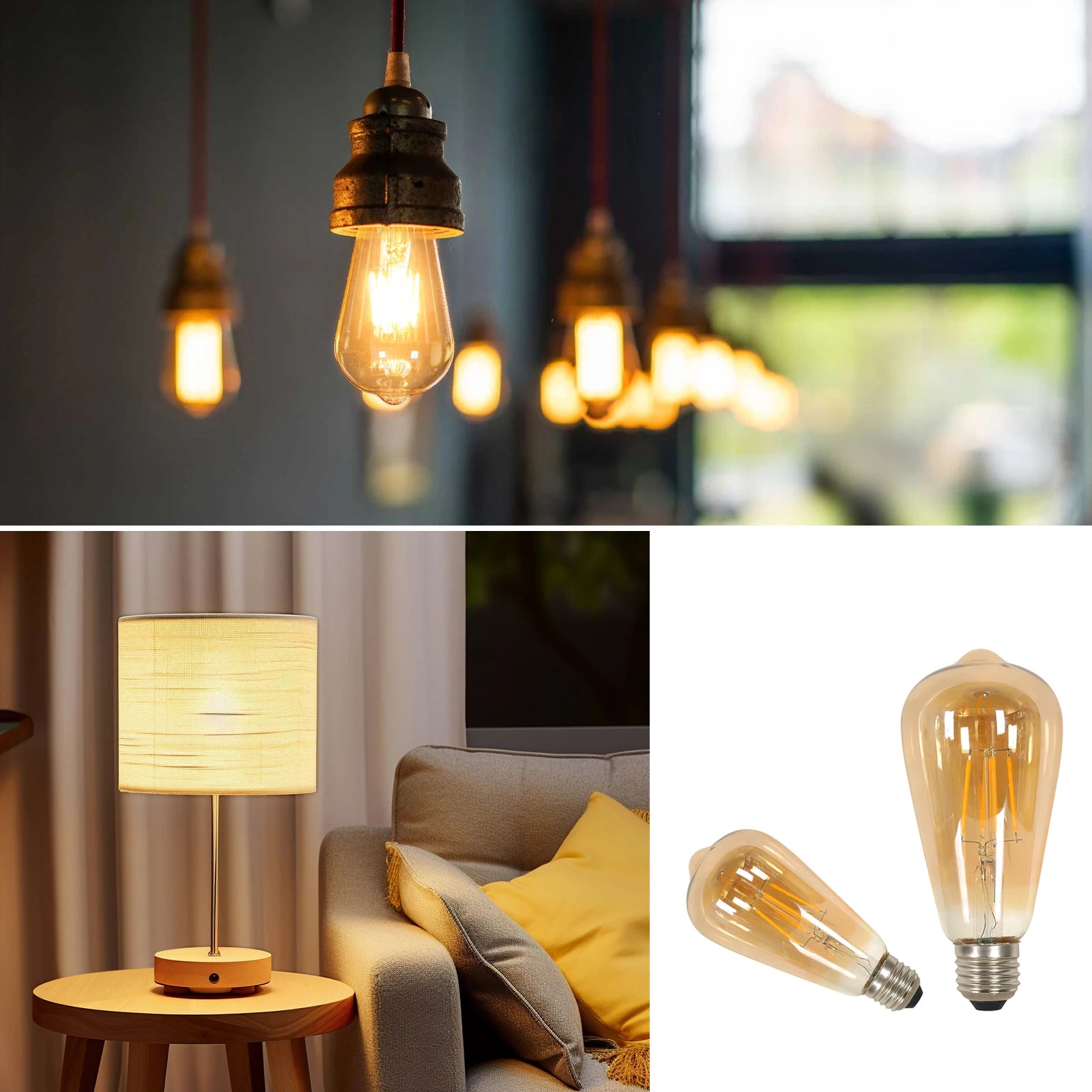 E27 LED Edison-lamp 4W Vintage Retro Filamentlamp ST64 Amberkleurig glas Warm wit 3000K 430LM Energiebesparende decoratieve lamp met antieke schroefvoet