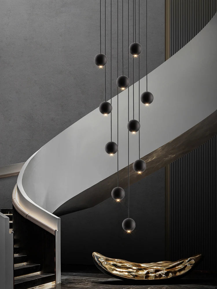 Moderne LED ronde hangkroonluchter - meerlichts trappenhuisarmatuur