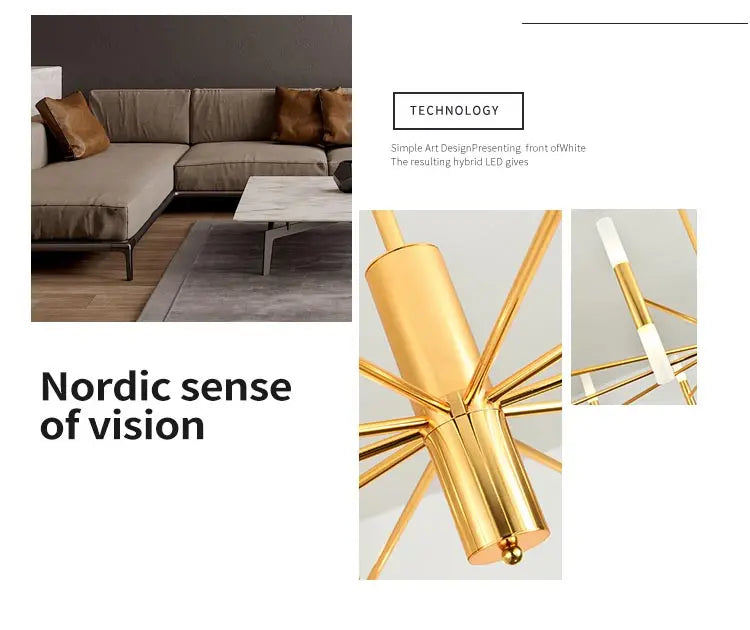 Moderne LED-Pendelleuchte im nordischen Design – G4-Kronleuchter Schwarz/Gold