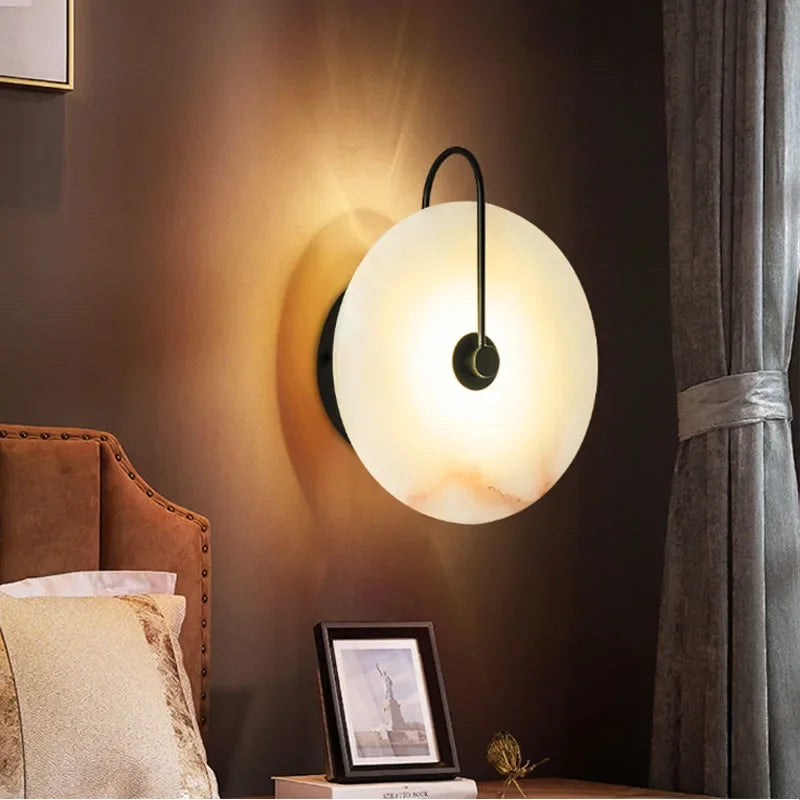 Nordic Marble LED Wandlamp - Luxe Ronde Designlamp voor Slaapkamer & Restaurant