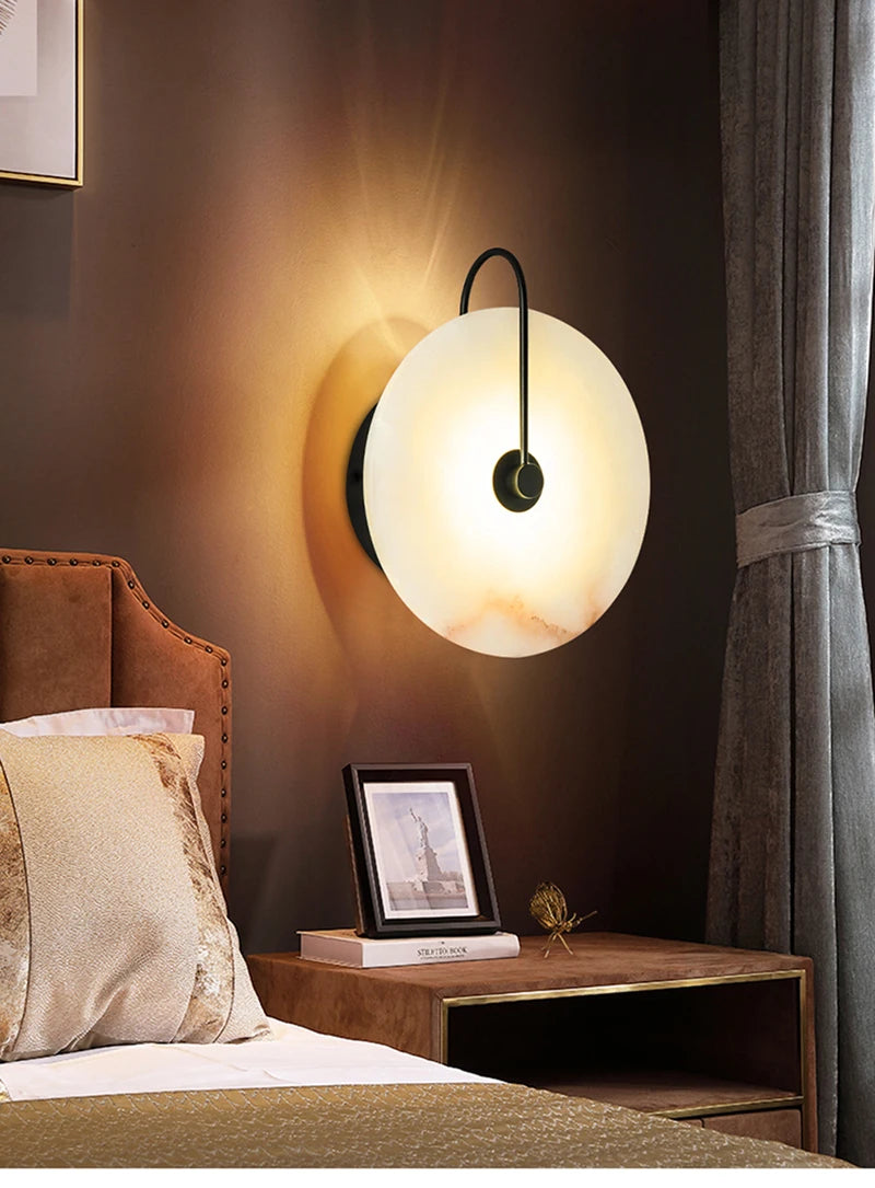 Nordic Marble LED Wandlamp - Luxe Ronde Designlamp voor Slaapkamer & Restaurant