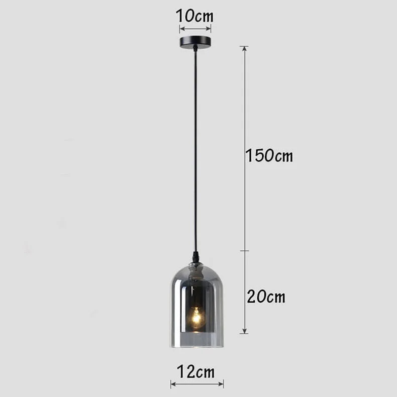 Moderne Hanglamp – Glas & IJzer, 1 of 3 Koppen, Dimbaar
