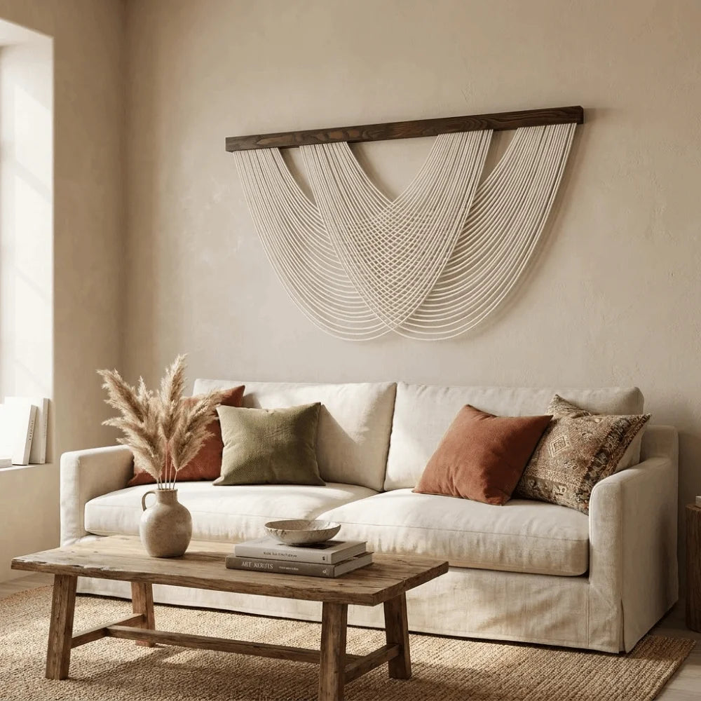 Boho Wandtapijt van Katoenen Touw 100 x 60 cm