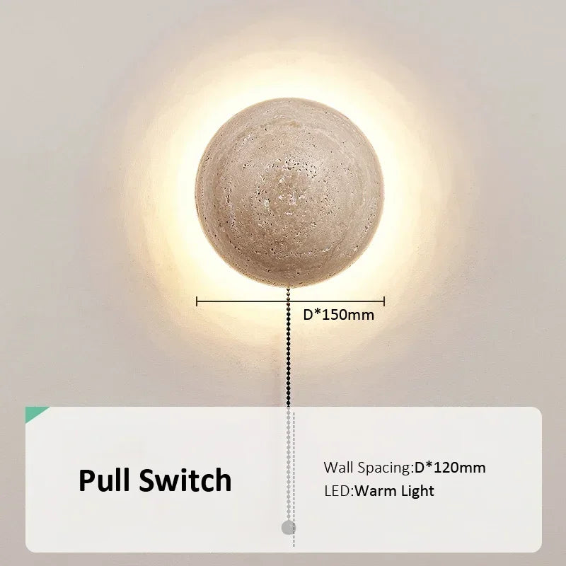 Nordic Limestone Wandlamp - Natuursteen LED-lamp voor Slaapkamer & Gang