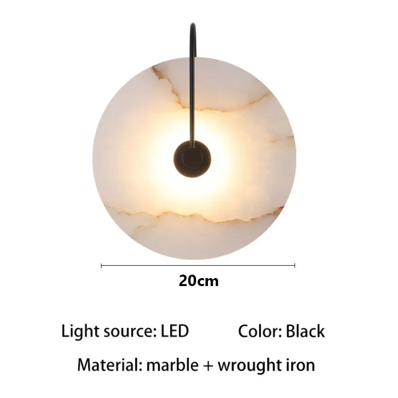 Nordic Marble LED Wandlamp - Luxe Ronde Designlamp voor Slaapkamer & Restaurant