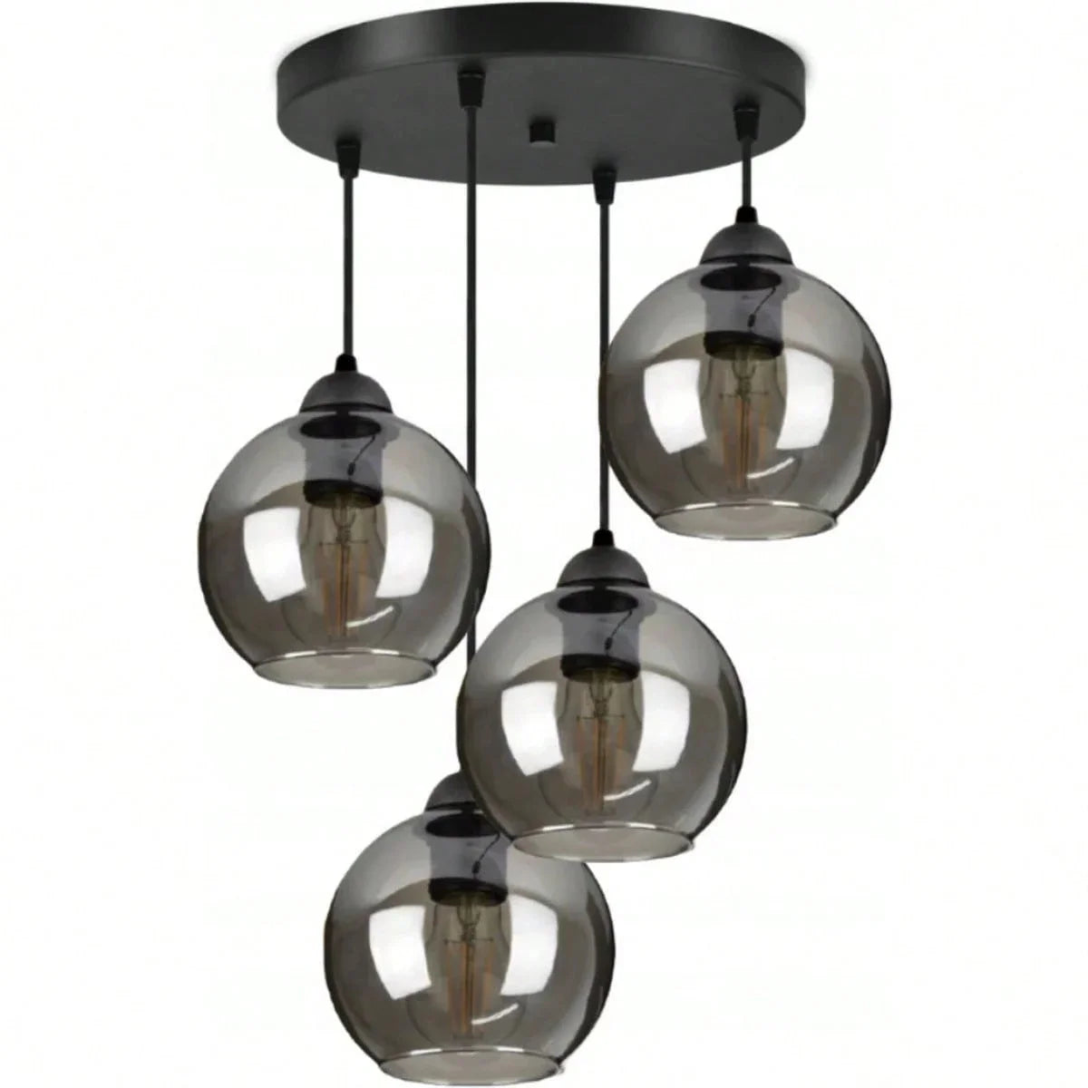 Moderne glazen hangkroonluchter - Grijze afwerking, armatuur met meerdere lampen