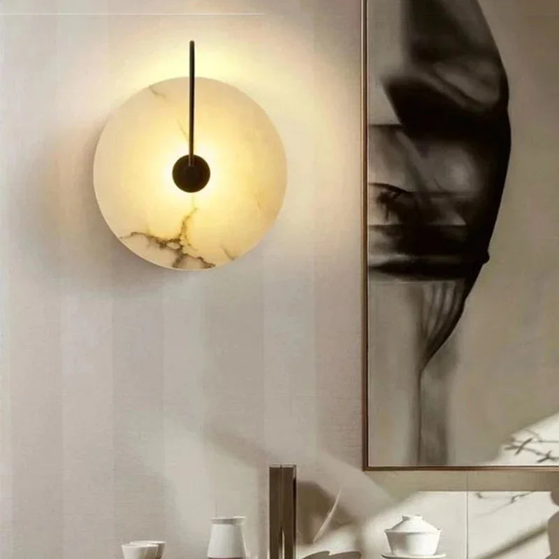 Nordic Marble LED Wandlamp - Luxe Ronde Designlamp voor Slaapkamer & Restaurant