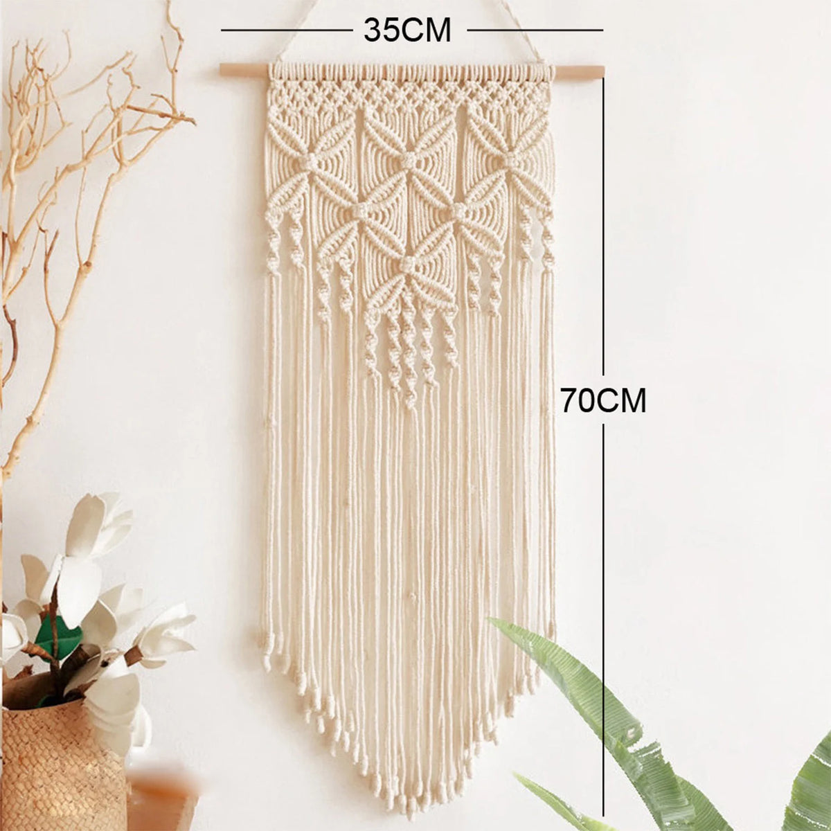 Boho-Makramee-Wandbehang – Handgewebter Baumwoll-Wandteppich