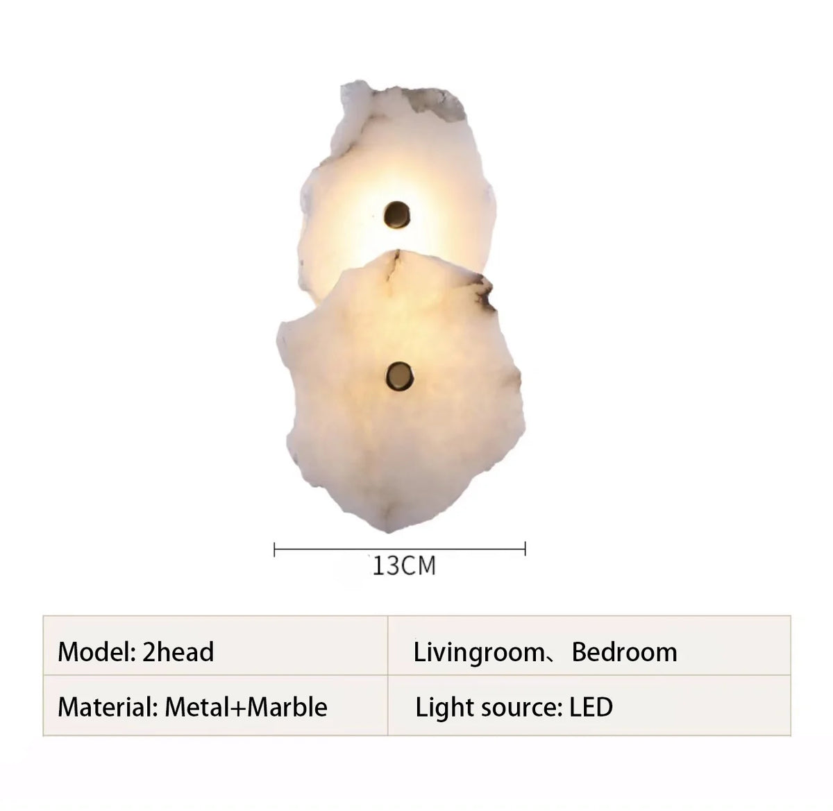 LED-wandlamp van marmer en koper