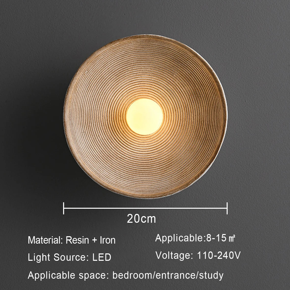Luna ronde wandlamp - Wabi-Sabi harslamp