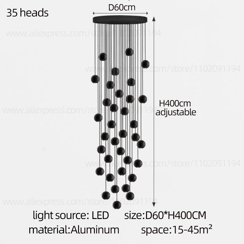 Moderne LED ronde hangkroonluchter - meerlichts trappenhuisarmatuur