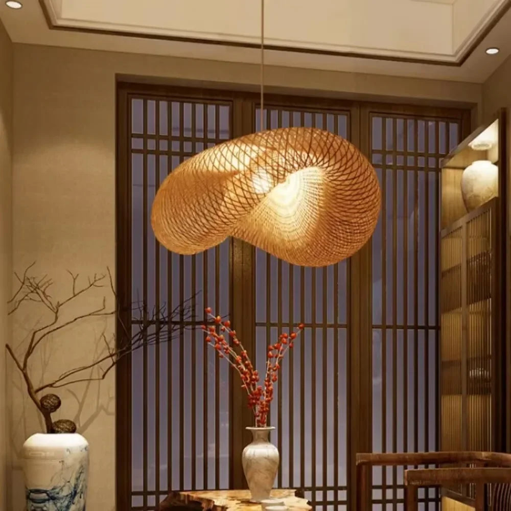 Hand-Woven Bamboo Pendant Light - Natural Rattan Chandelier