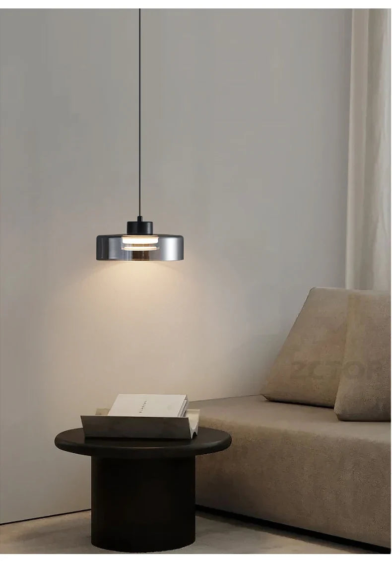Minimalistische glazen led-hanglamp zwart