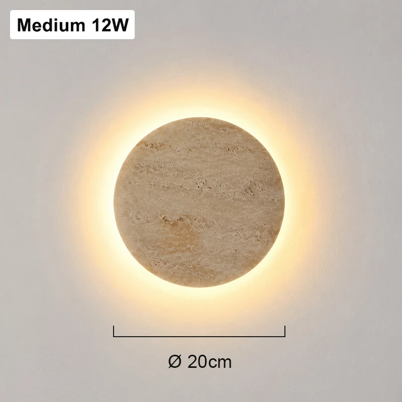 Runde LED-Wandleuchte – Wabi-Sabi-Nachttischleuchte