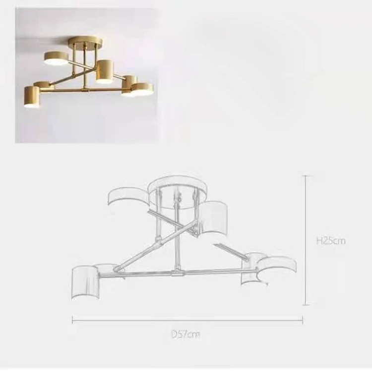 Moderne industriële plafondlamp - 6-lichts metalen armatuur