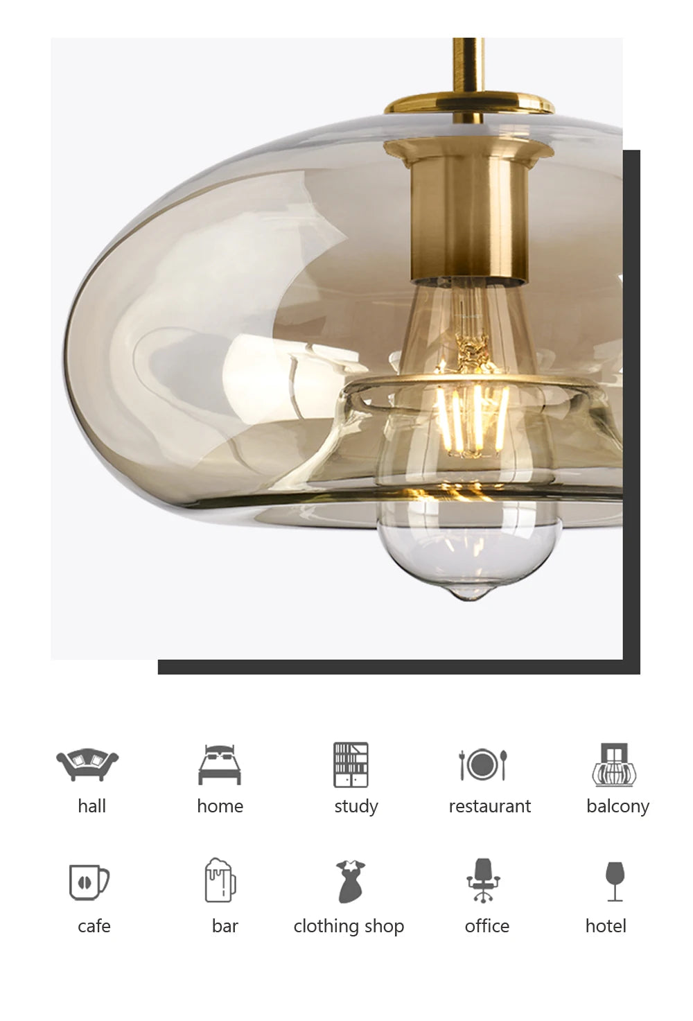 Nordic Loft Glass Stone Pendant Light - Industrial Design