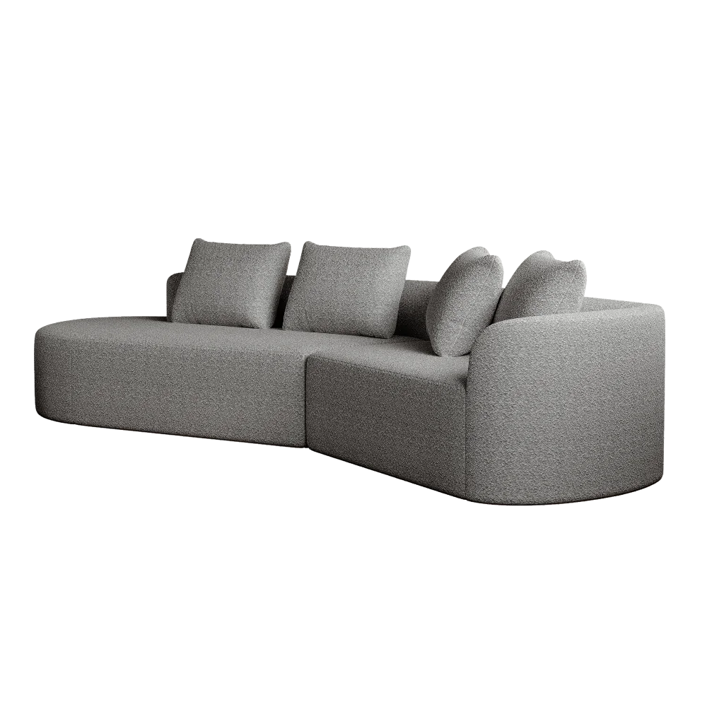 Luxe donkergrijze chenille cloudbank - 4-zits gebogen hoekbank