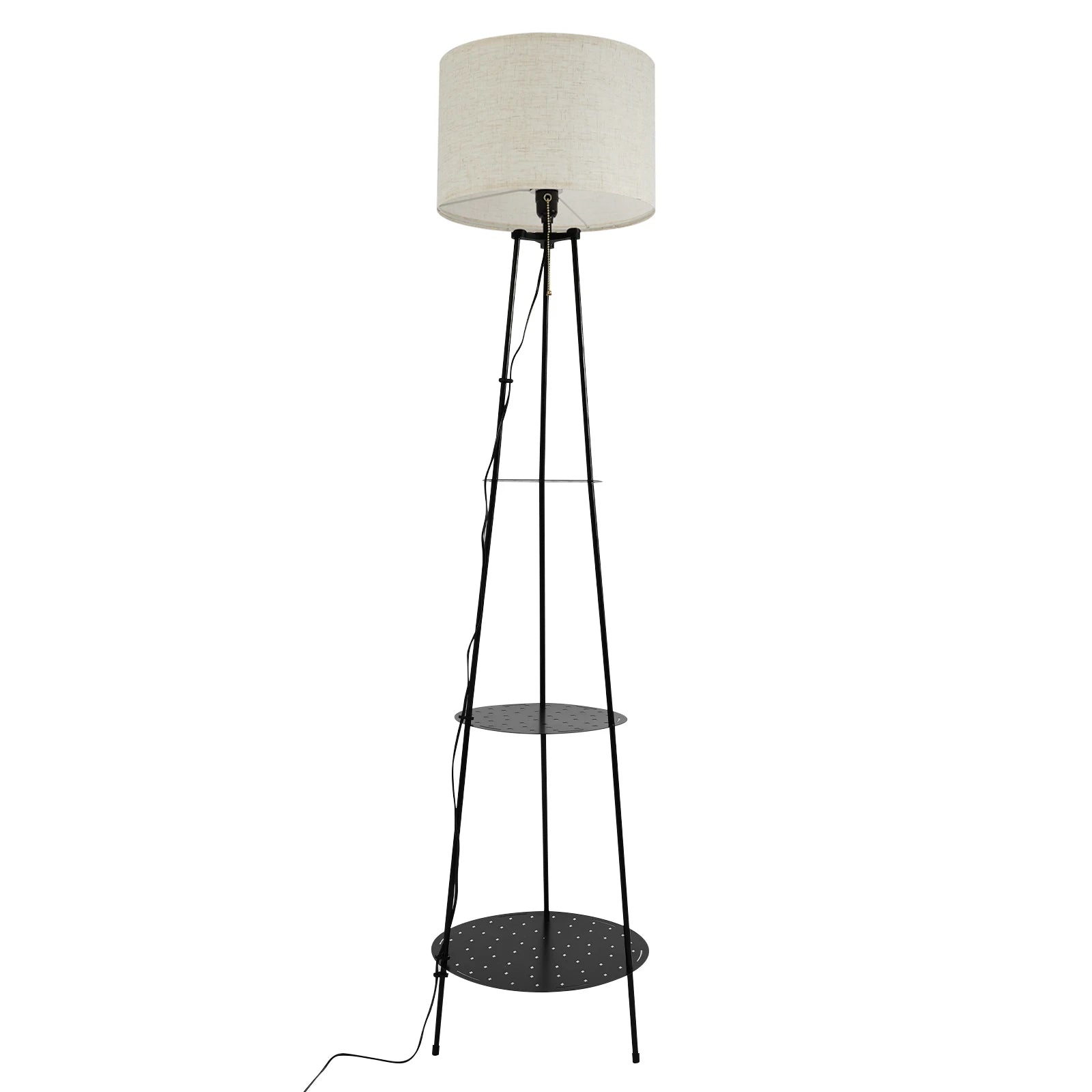 Moderne staande lamp met 3-laags plank - E27 staande lamp met opbergruimte