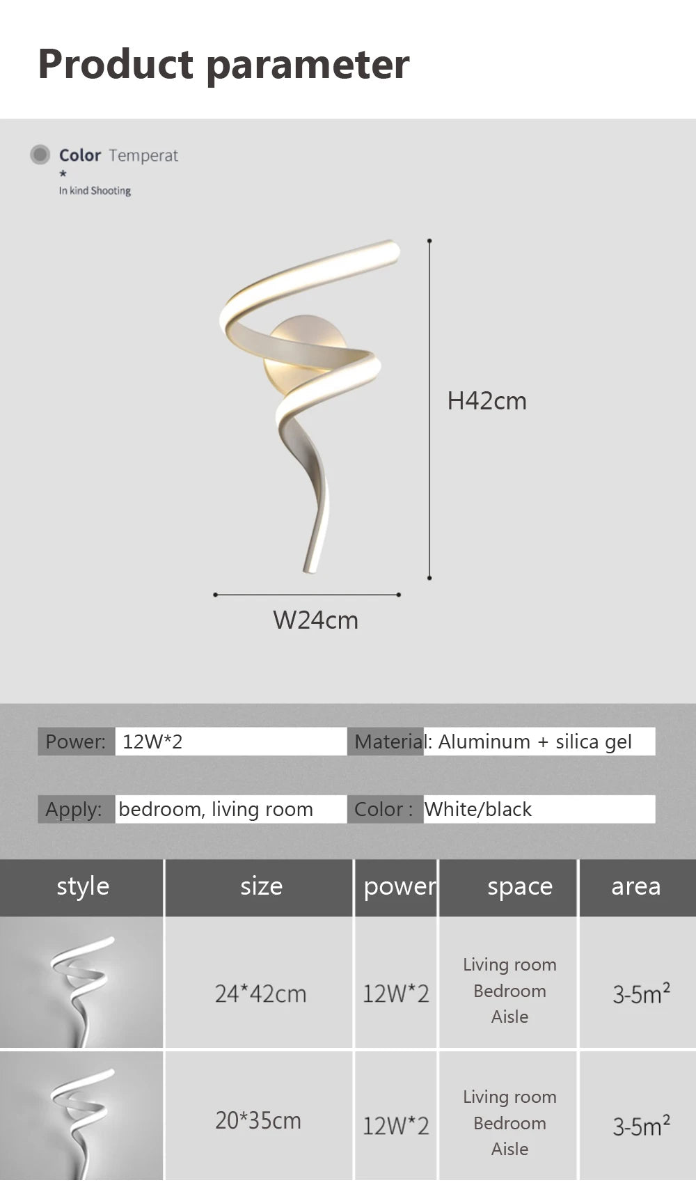 LED-Wandleuchte – Modernes Spiraldesign