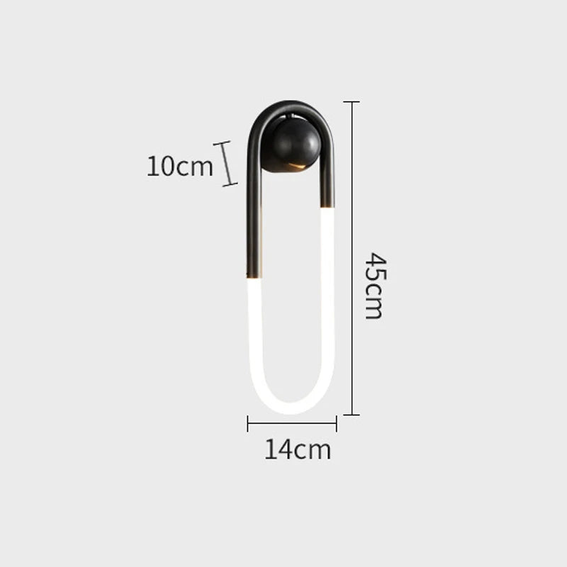 U-vormige LED Wandlamp – Art Deco Design | Koper of Zwart