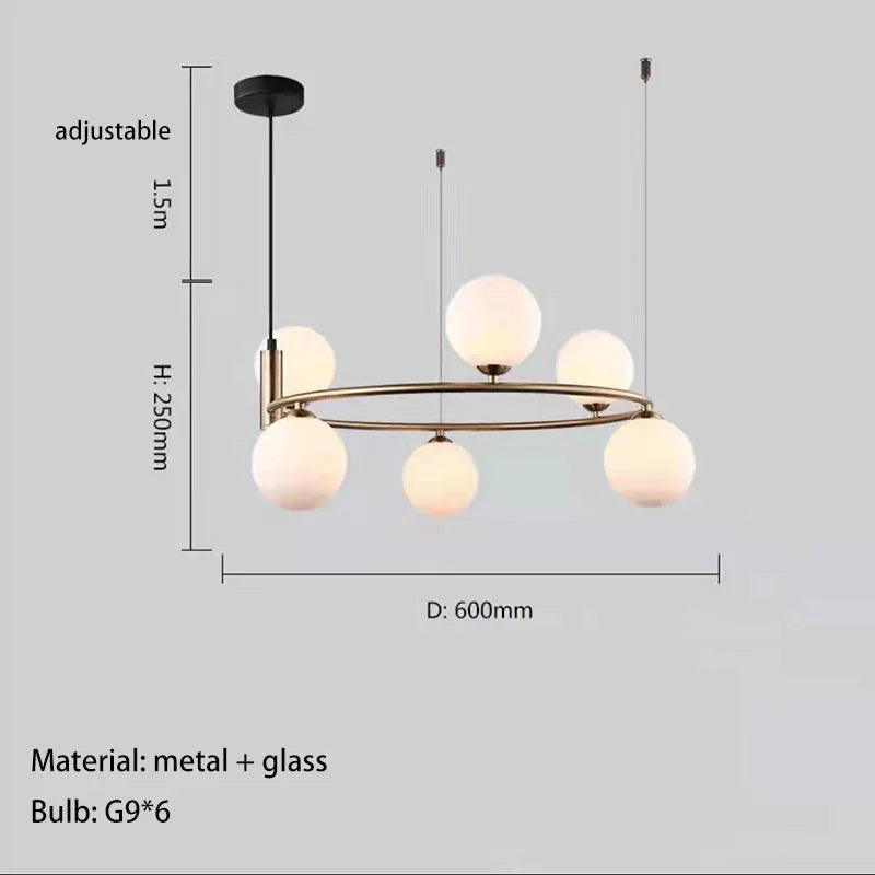 Moderne Glazen Bollen Kroonluchter – 4/6/8 Lichten | Goud of Zwart
