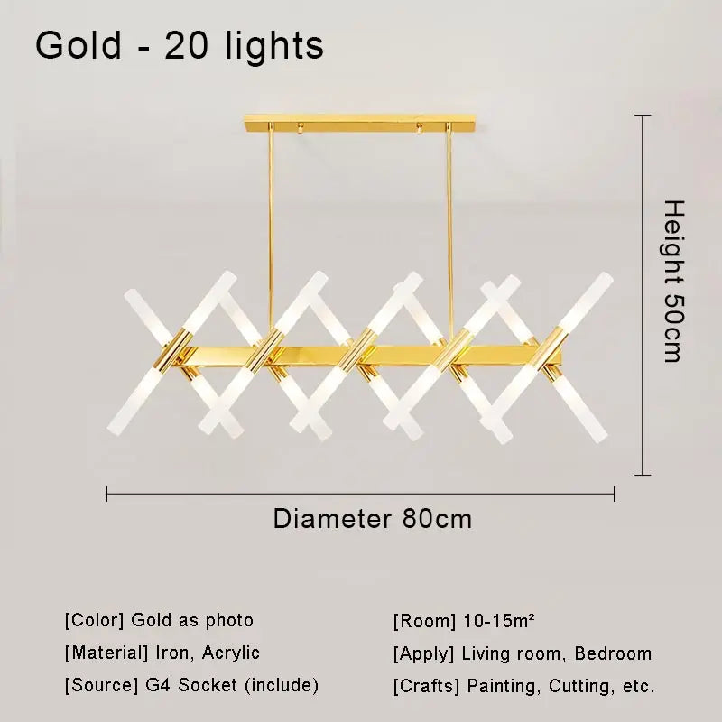 Moderne LED-Pendelleuchte im nordischen Design – G4-Kronleuchter Schwarz/Gold