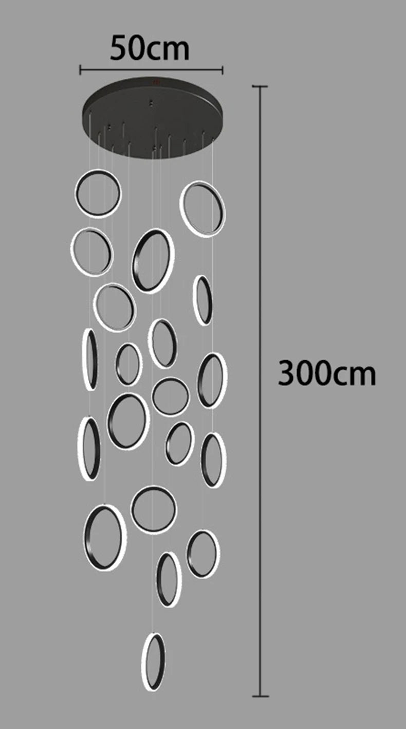 Treppenhaus-Kronleuchter mit Kristallring – Modern für Treppenhäuser und hohe Decken