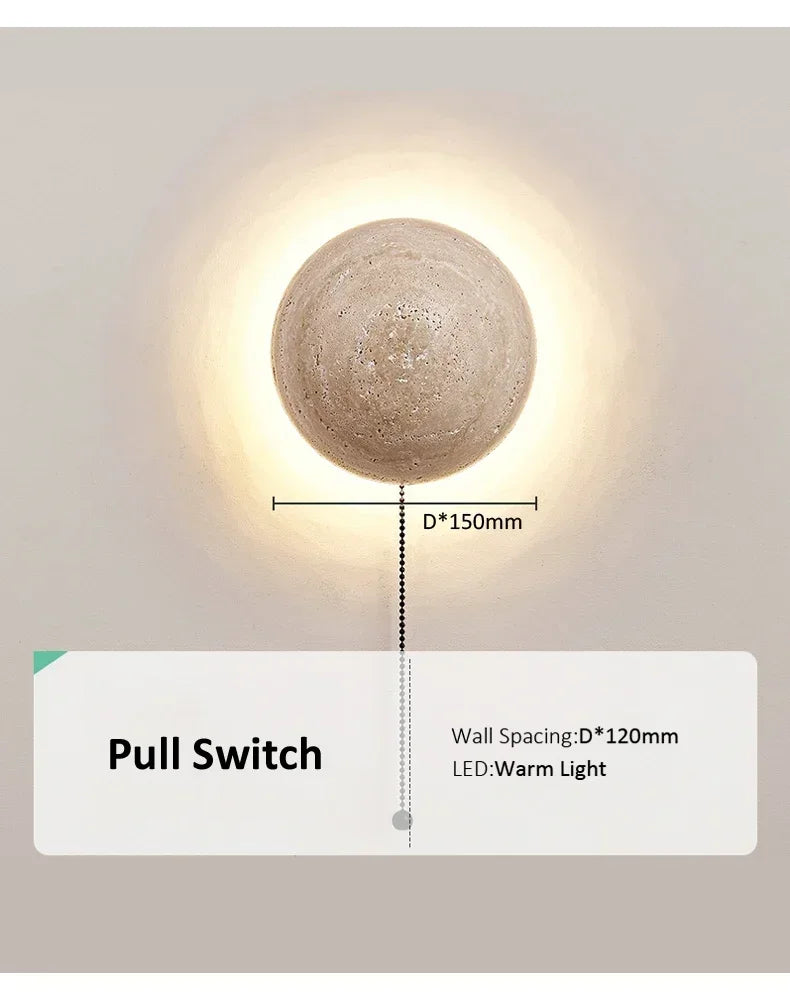 Nordic Limestone Wandlamp - Natuursteen LED-lamp voor Slaapkamer & Gang