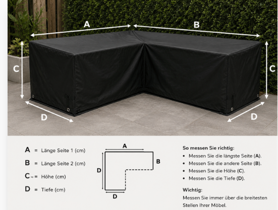 Tuinmeubelhoes op maat gemaakt (CALCULATOR) (L-Vorm)