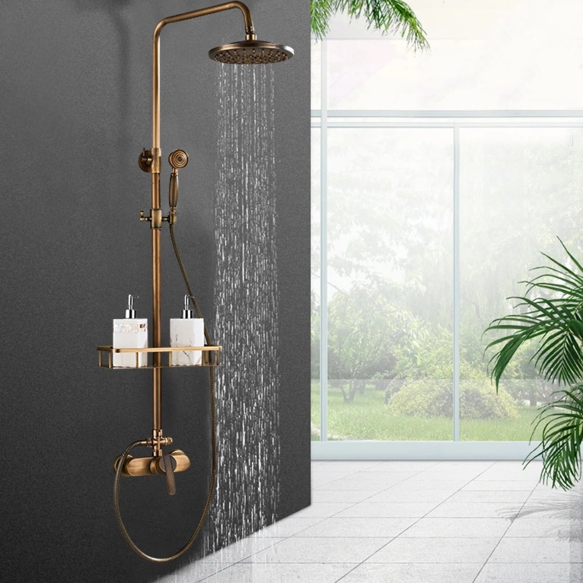 Antiek messing regenval douche set mengkraan - Act Design Shop