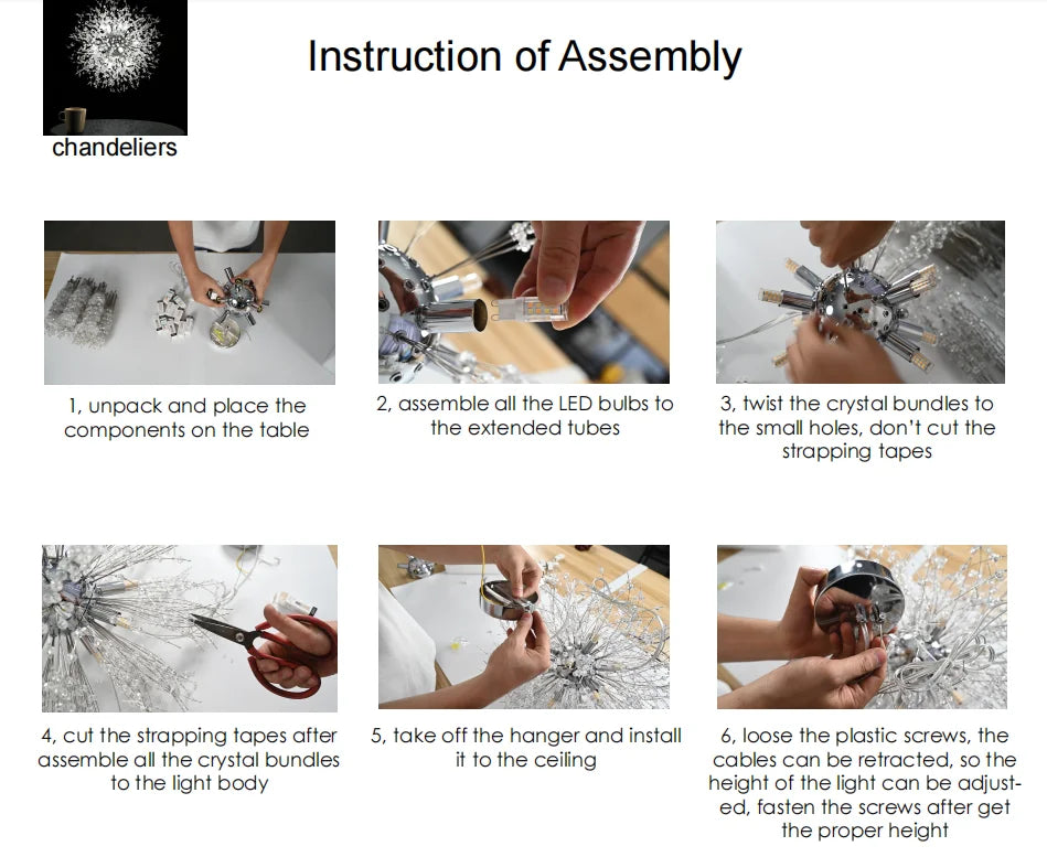 Paardenbloem Kristallen Kroonluchter Hanglamp