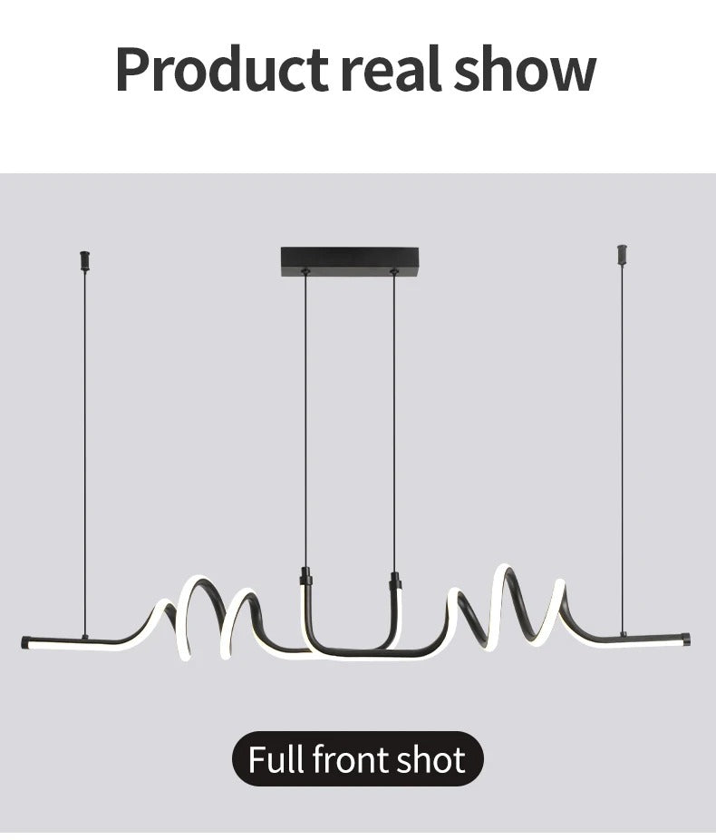 Moderne schwarze LED-Pendelleuchte – Minimalistisches Design für Esszimmer und Wohnzimmer